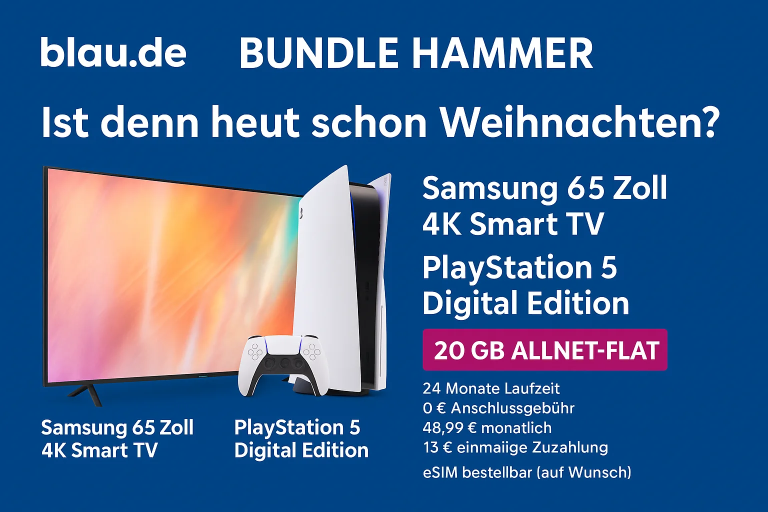 Blau De WinterDeal Samsung Tv Playstation 5 Bundle Mit Vertrag
