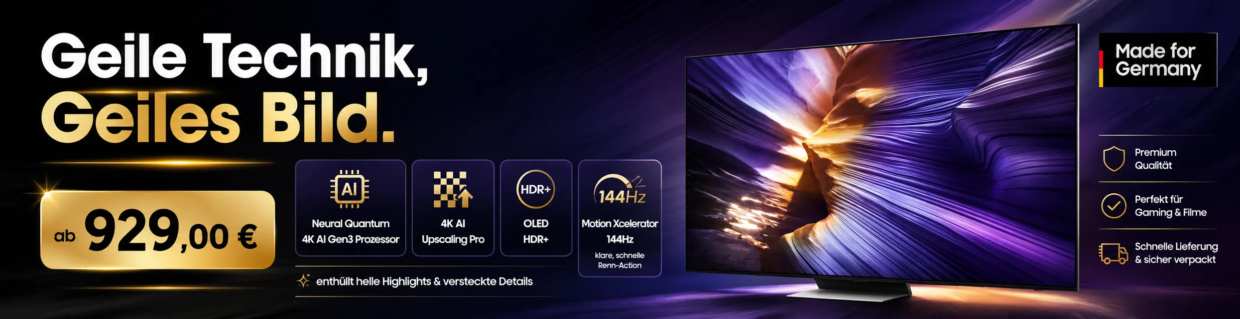 Samsung OLED S90F 4K Vision AI Smart TV Banner Desktop 970x250