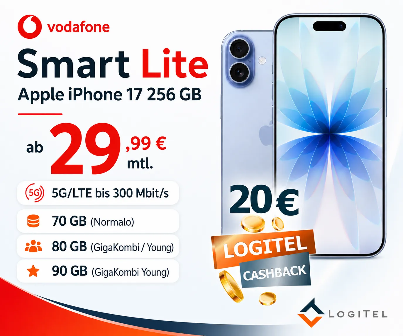 LogiTel iPhone 17 Vodafone Smart Lite Mega Deal unter 30 Euro