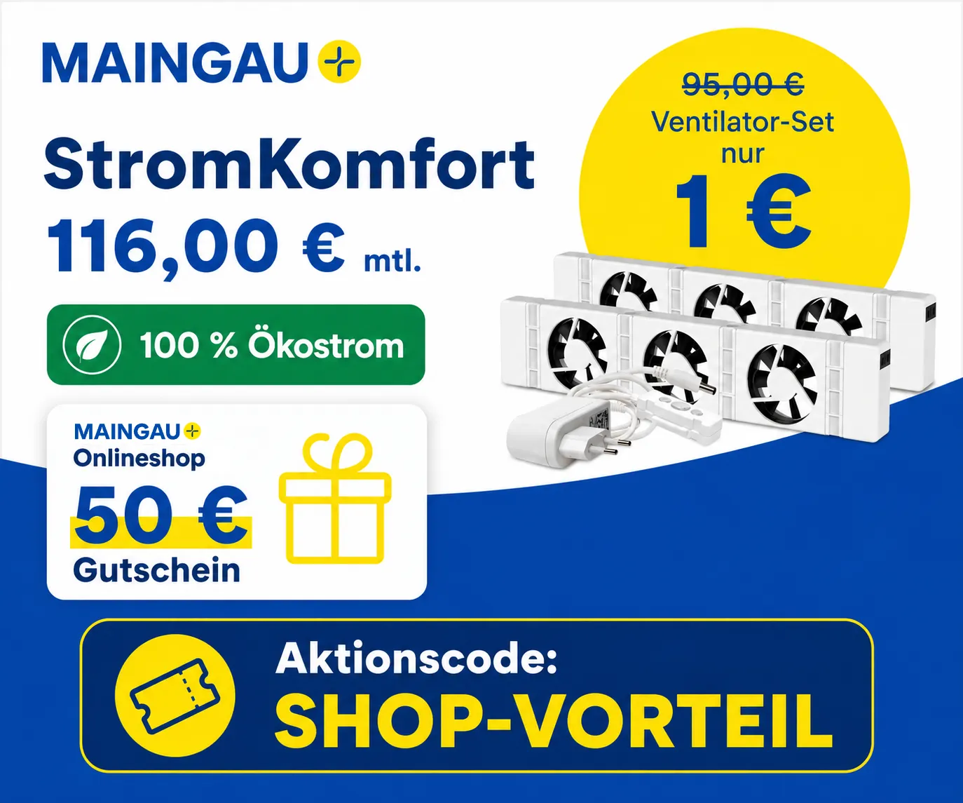 Maingau Gutschein SHOP-VORTEIL Strom und Gas Tarife Mobile Banner