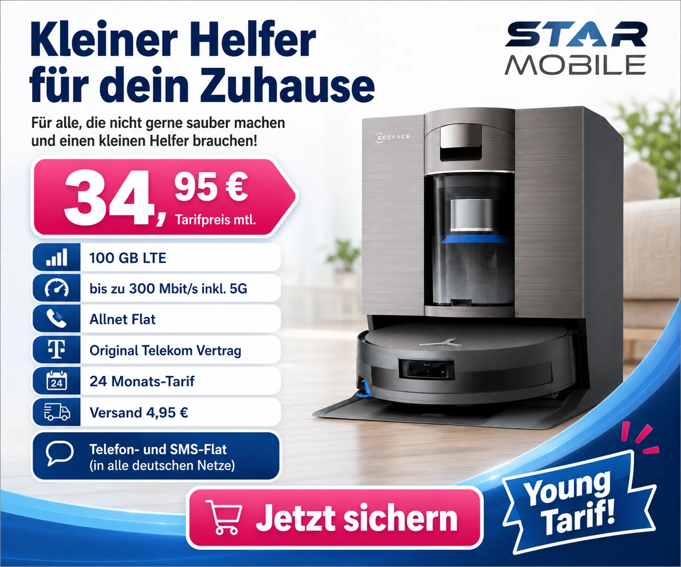 Ecovacs Deebot X11 mit Telekom Young Vertrag Mobile Banner