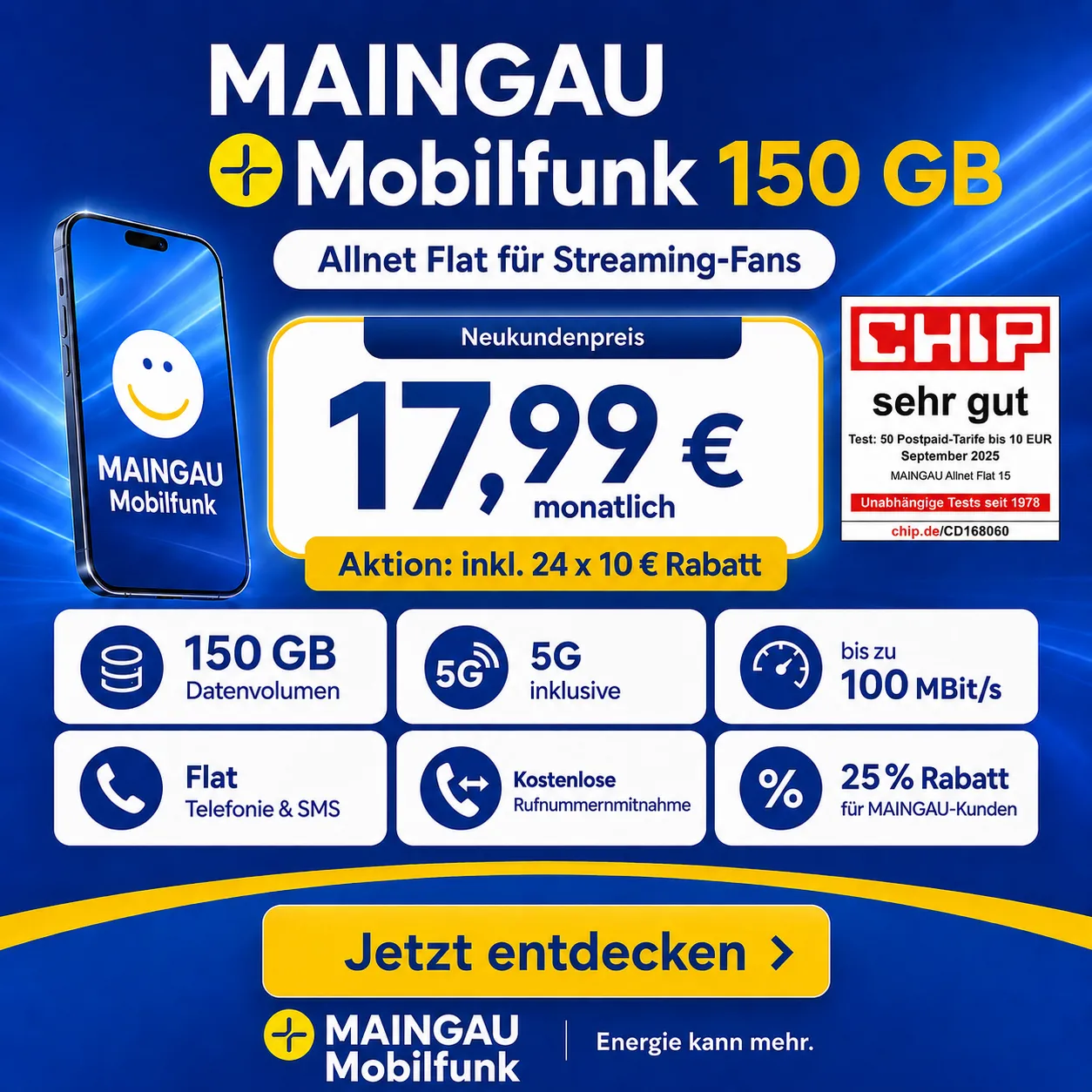 Maingau Allnetflat 150 Gb 25 Prozent Bonus Möglich