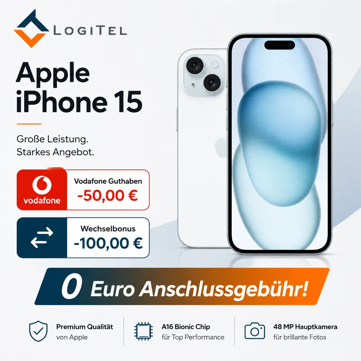 Vodafone LogiTel iPhone 15 Deal 150 Euro Bonus