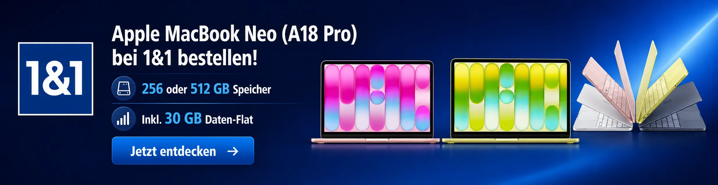 1&1 MacBook Deal mit Datenflat jetzt informieren