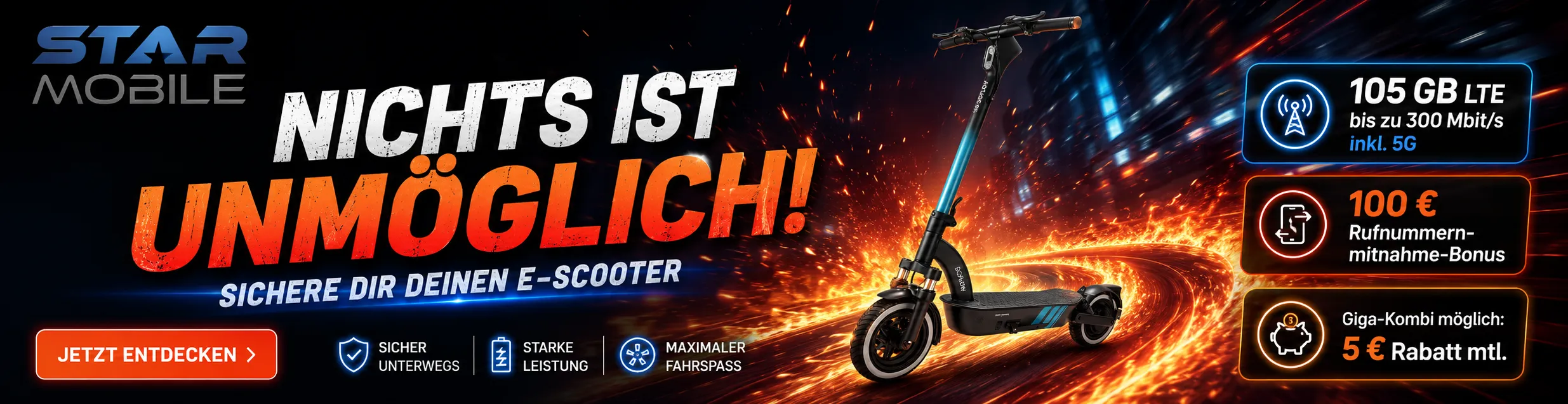 E-Scooter mit Vodafone Vertrag bei Starmobile Desktop Banner