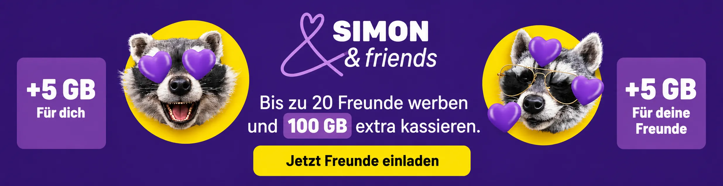 SIMon mobile Freunde werben Freunde Aktion Banner Desktop 970x250