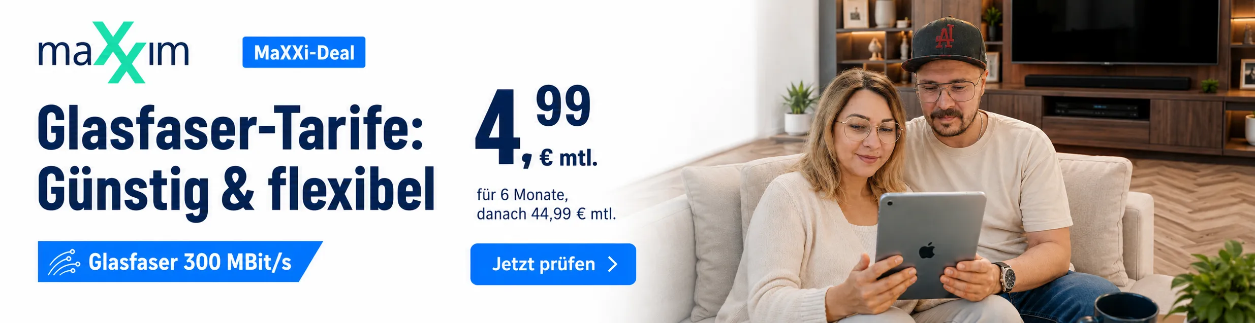 maXXim Glasfaser schon ab nur 4,99 Euro monatlich