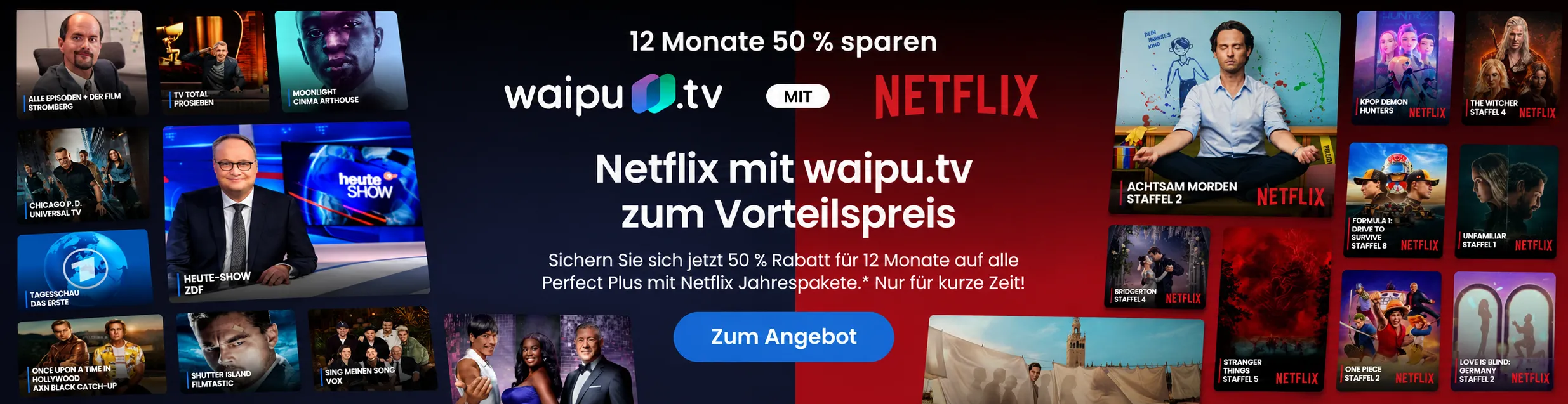waipu.tv und Netflix 50 Prozent Aktion jetzt abschließen