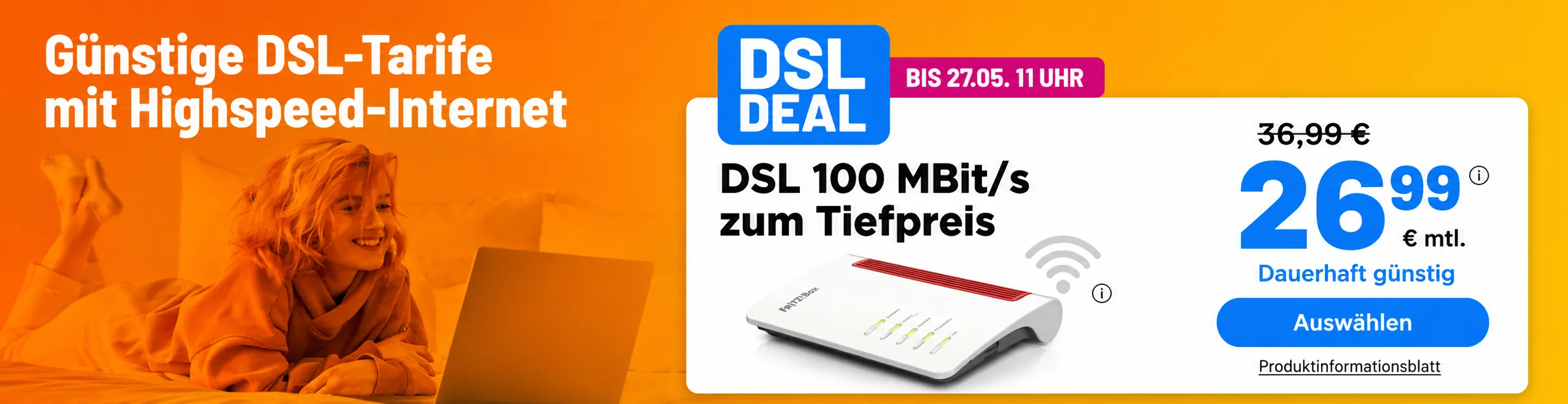 sim.de DSL Aktion mit DSL 100 Internet Tarif