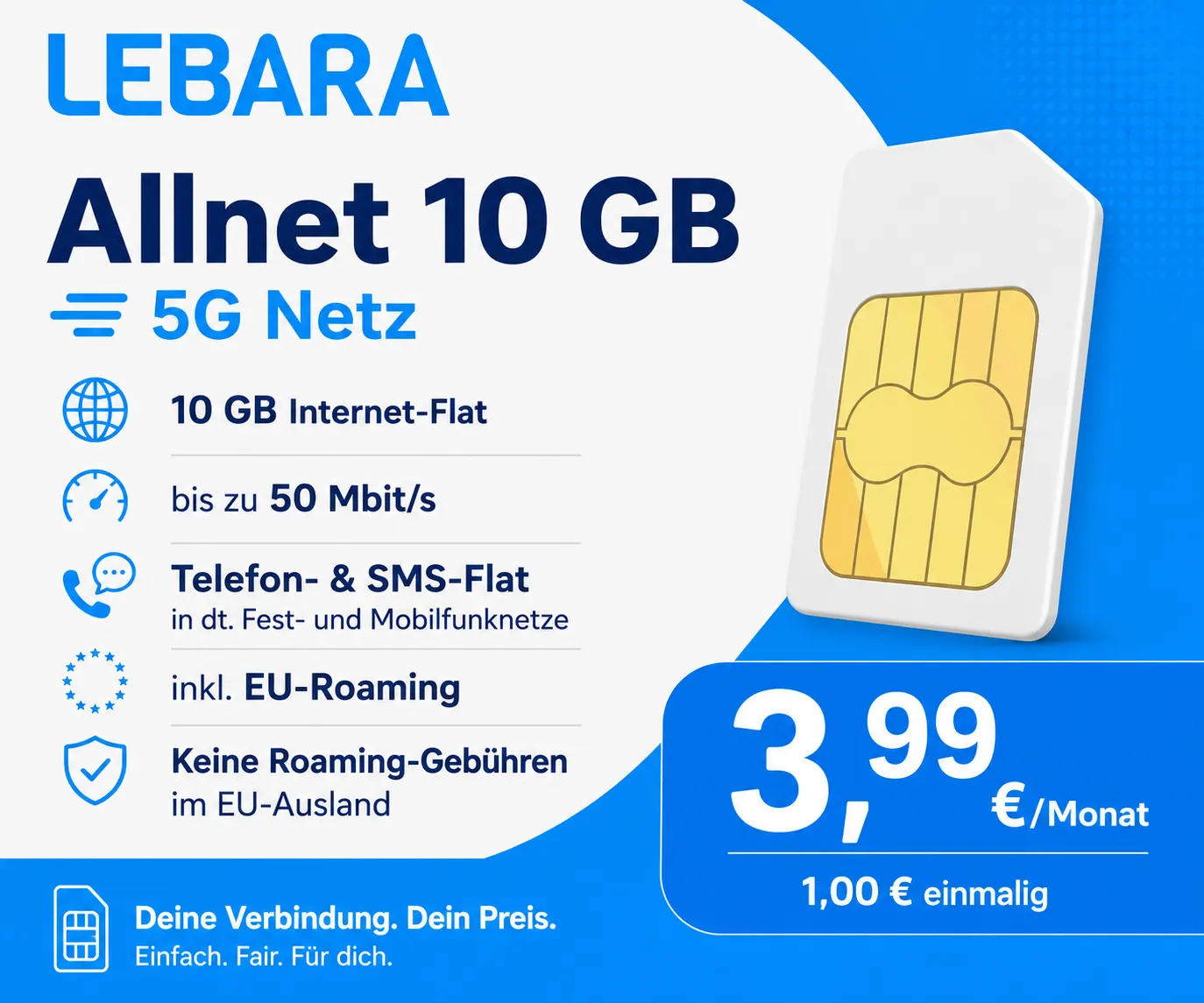 Lebara Allnet 10 GB für 3,99 Euro 300x250