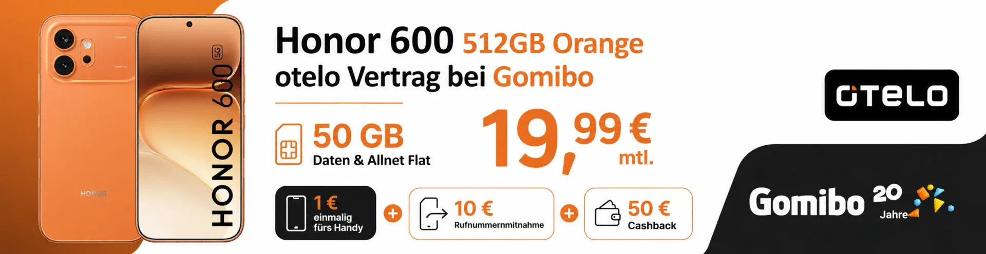 Honor 600 mit otelo Vertrag und Cashback Deal
