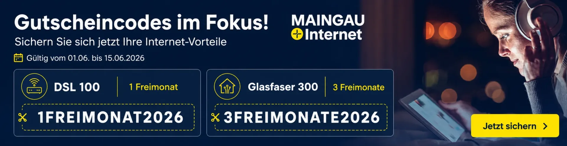 MAINGAU Glasfaser und DSL Gutscheincodes Freimonate sichern
