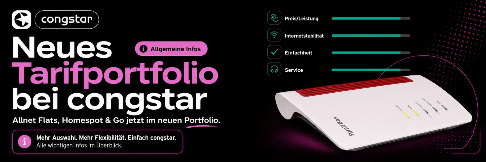 congstar 0 Euro Bereitstellungspreis bei Allnet Flats und Homespot & Go