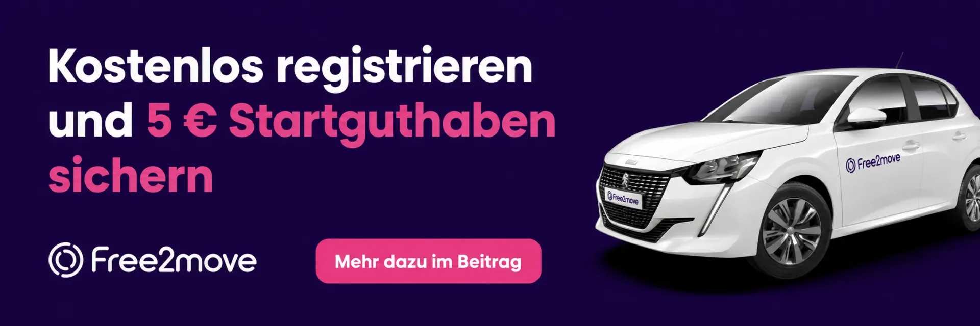 Free2move Carsharing mit 5 Euro Startguthaben für Neukunden