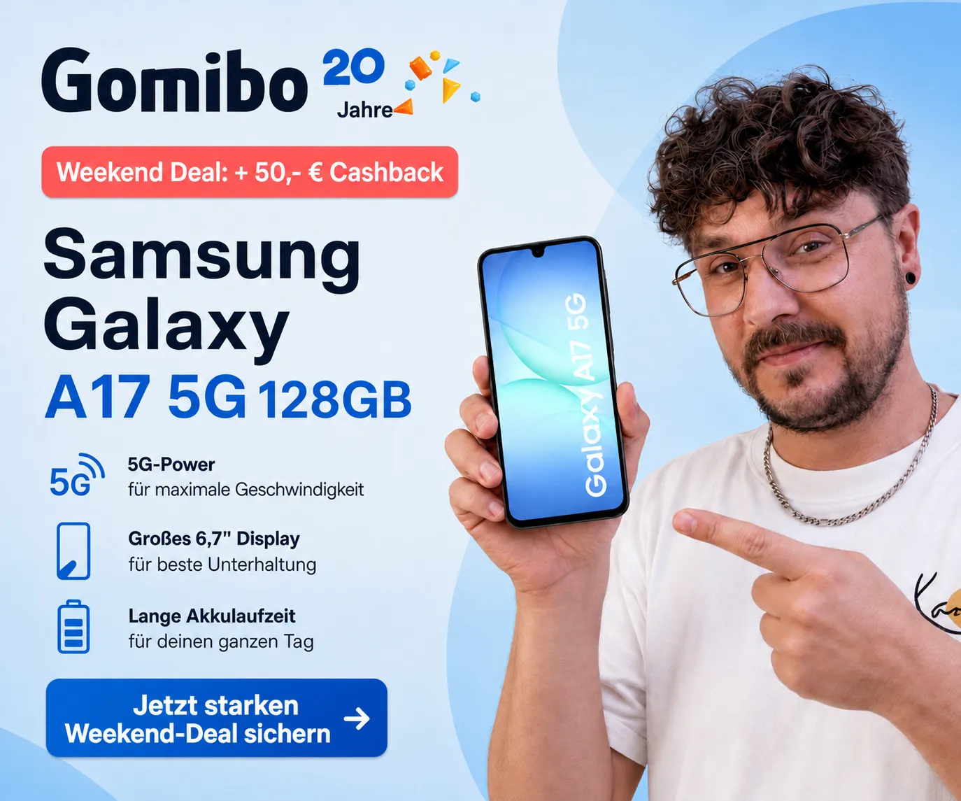 Samsung Galaxy A17 5G Bundle mit 20GB 5G und Cashback