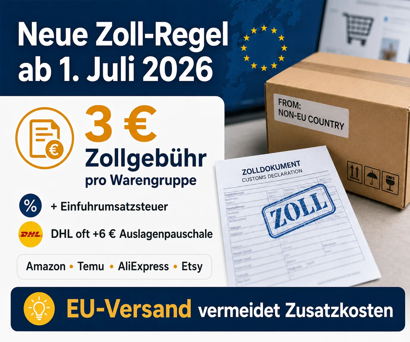 Zollkosten bei günstigen Online-Bestellungen prüfen