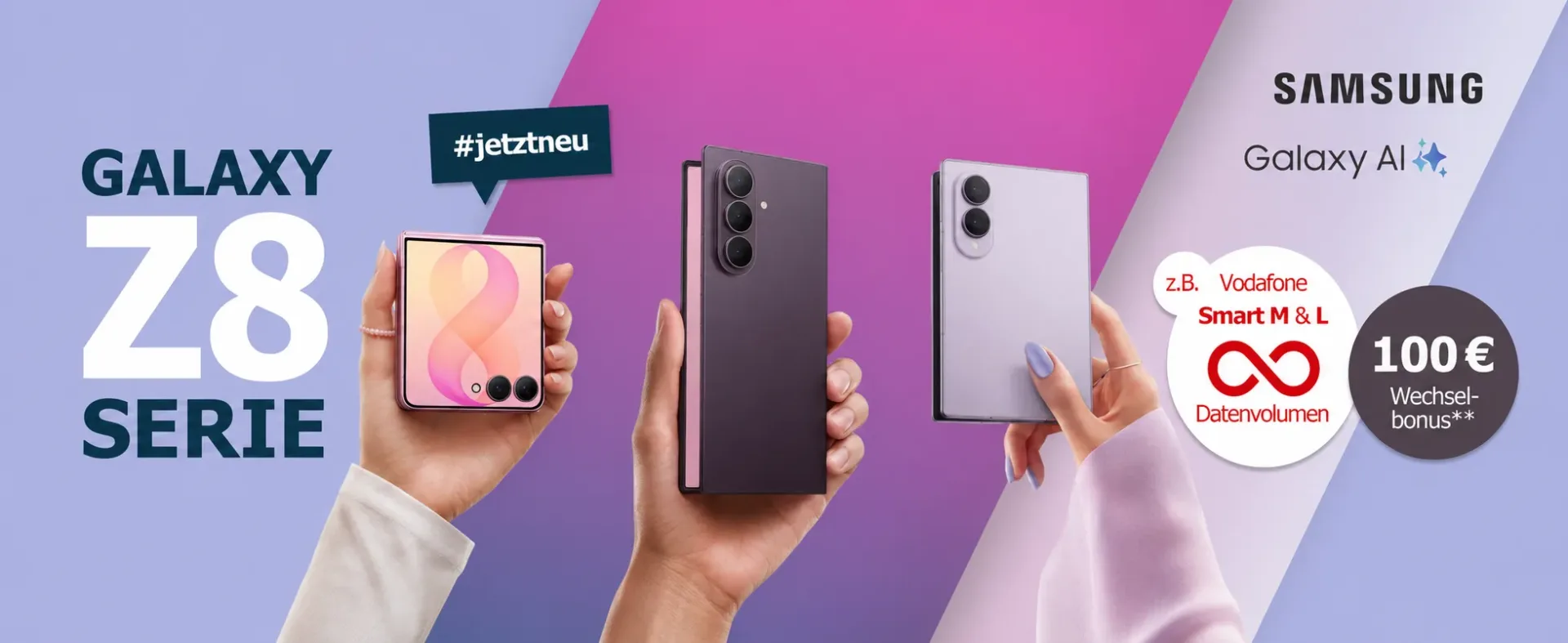 Samsung Galaxy Z Flip8 mit Vodafone GigaKombi bei Logitel