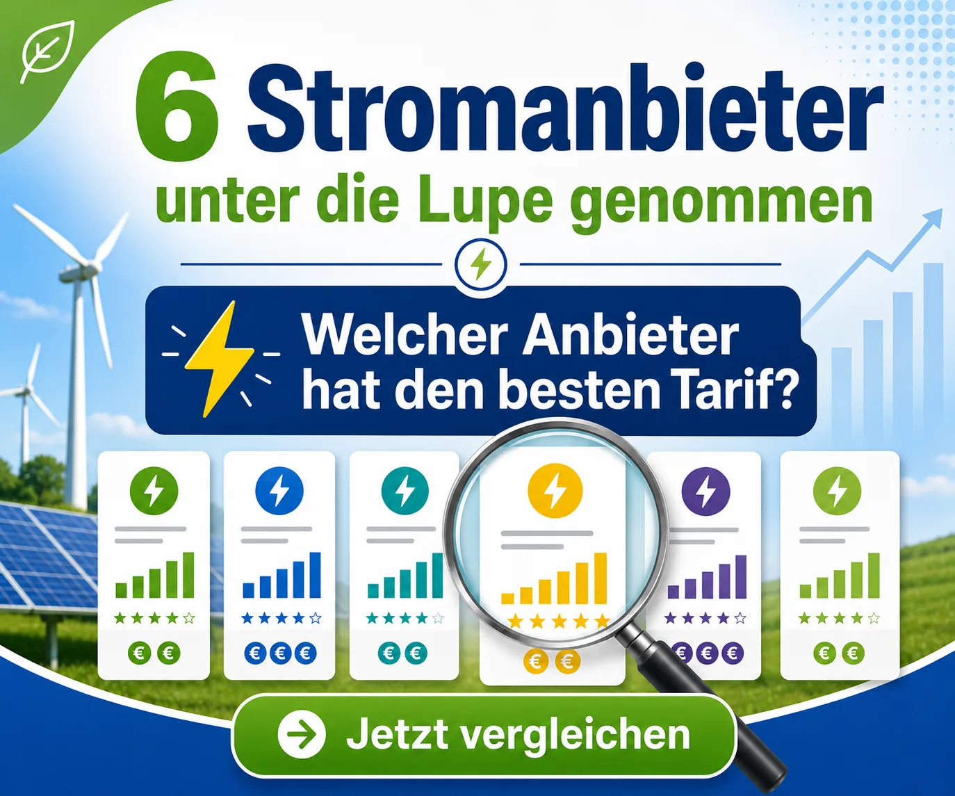 Sechs Stromanbieter im Check – Stromtarife vergleichen