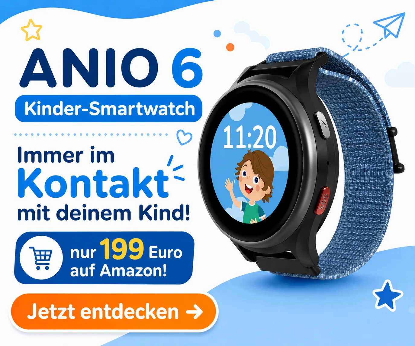 ANIO 6 Kinder Smartwatch Back to School für 199 Euro