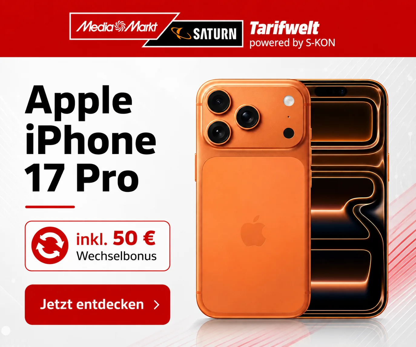 Apple iPhone 17 Pro 256 GB Cosmic Orange mit freenet Telekom Tarif