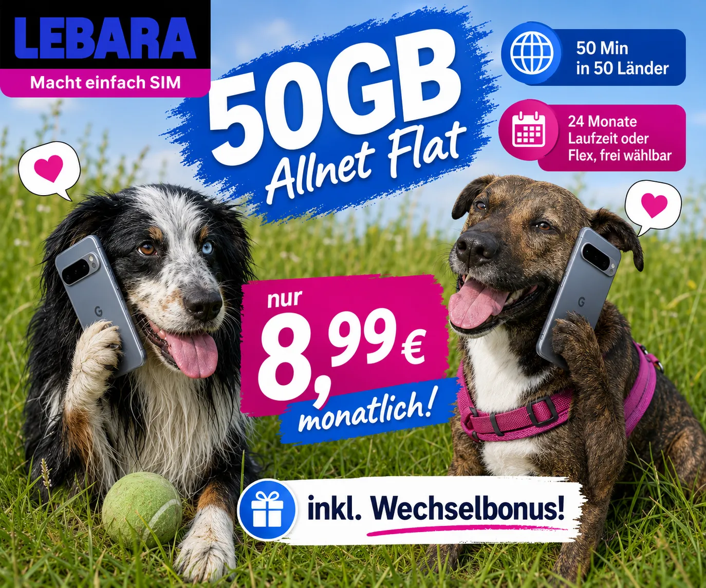 Lebara 50 GB 5G Tarif unter 9 Euro mit Wechselbonus