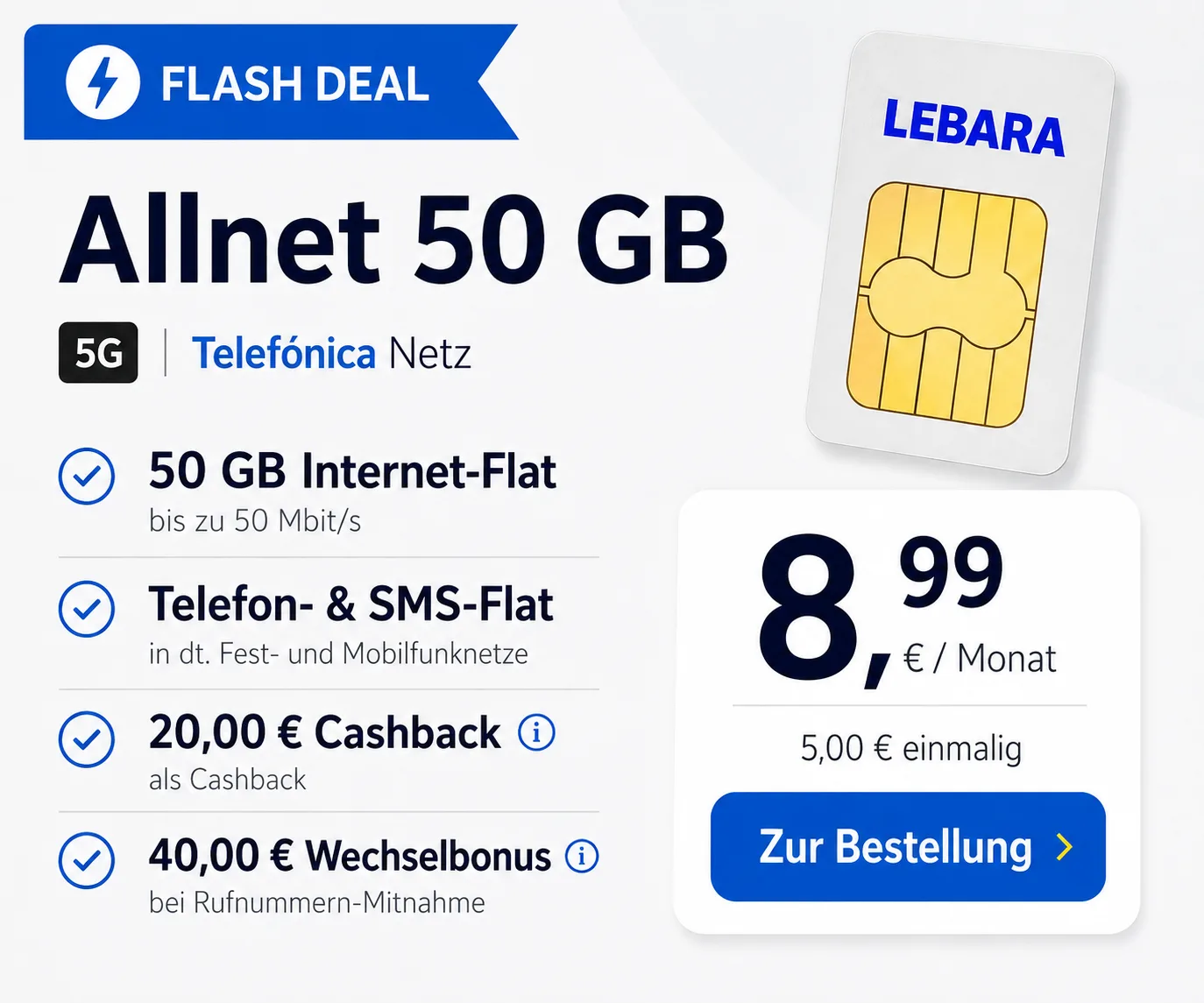 LEBARA Flash Deal mit zusätzlichem Cashback bei TARIFFUXX