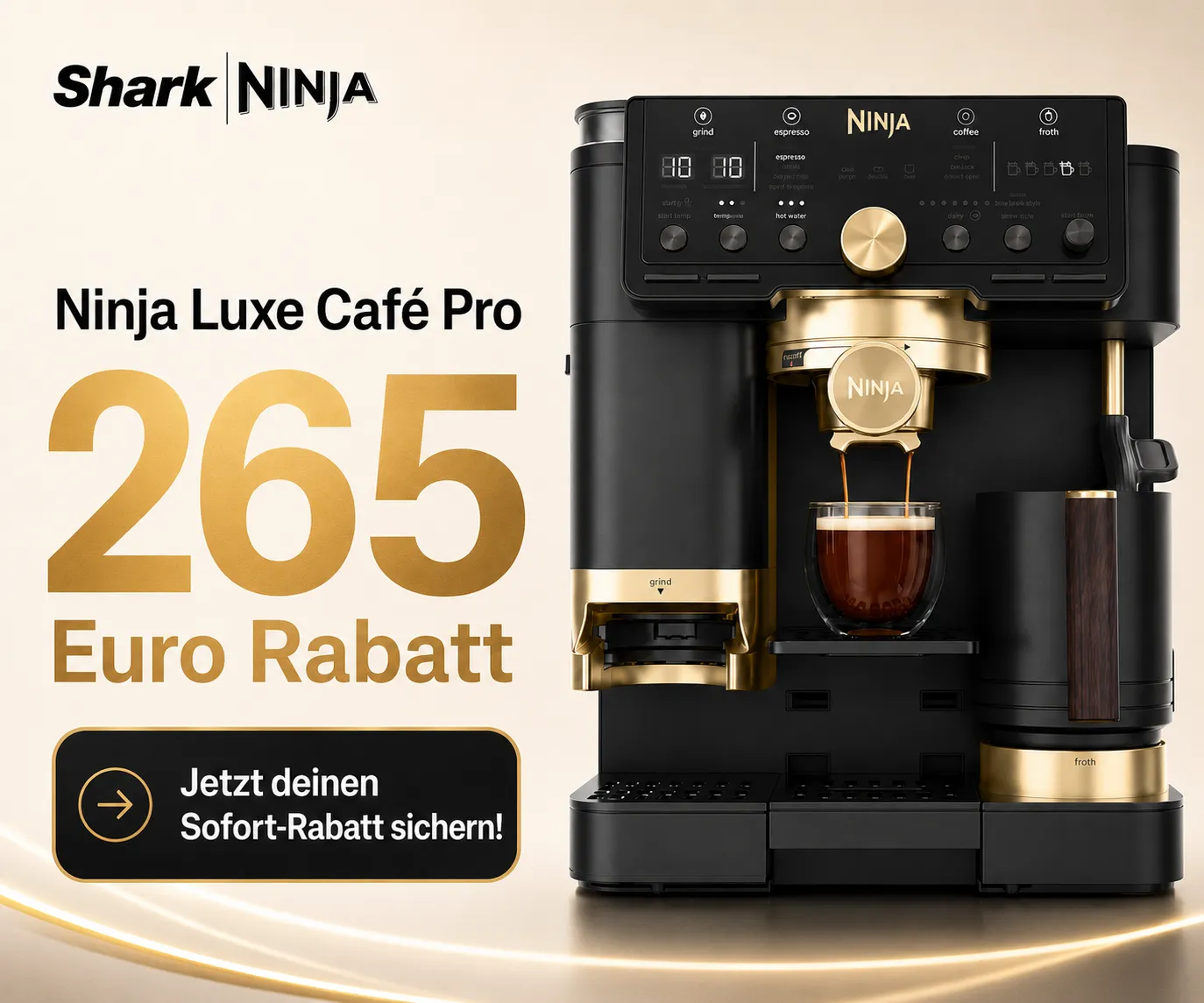Ninja Luxe Café Pro Beckham Edition Schwarz Gold im Angebot
