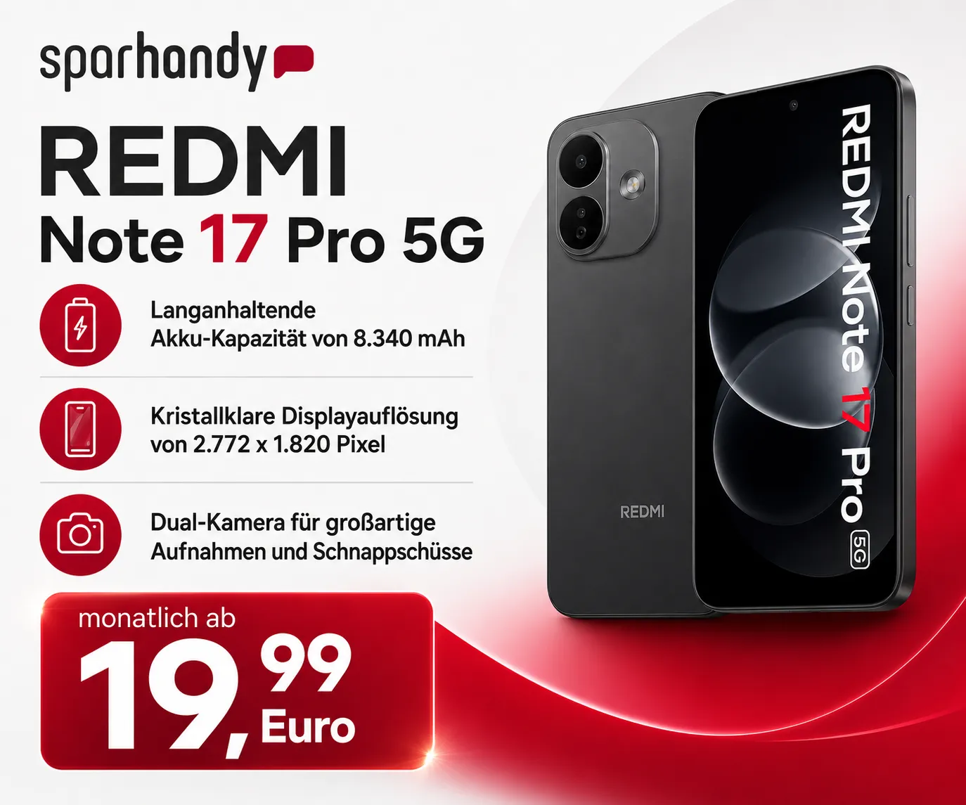 Redmi Note 17 Pro mit 50 GB Vodafone Tarif und 50 Euro Wechselbonus
