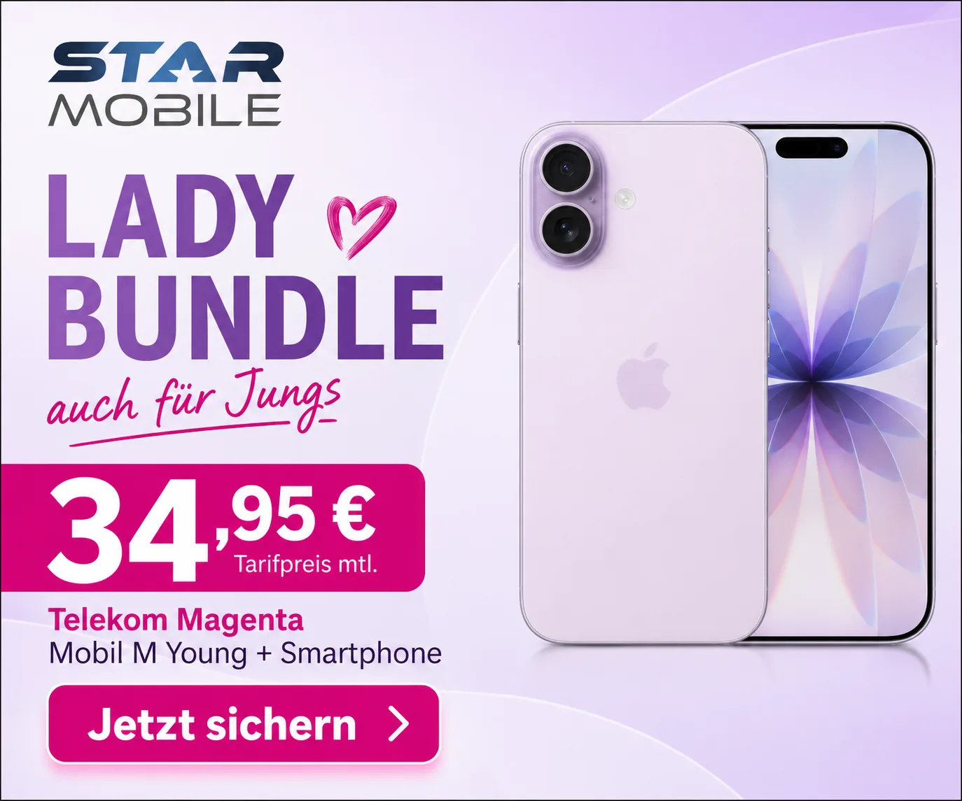 Apple iPhone 17 mit Telekom MagentaMobil M Young und 100 GB