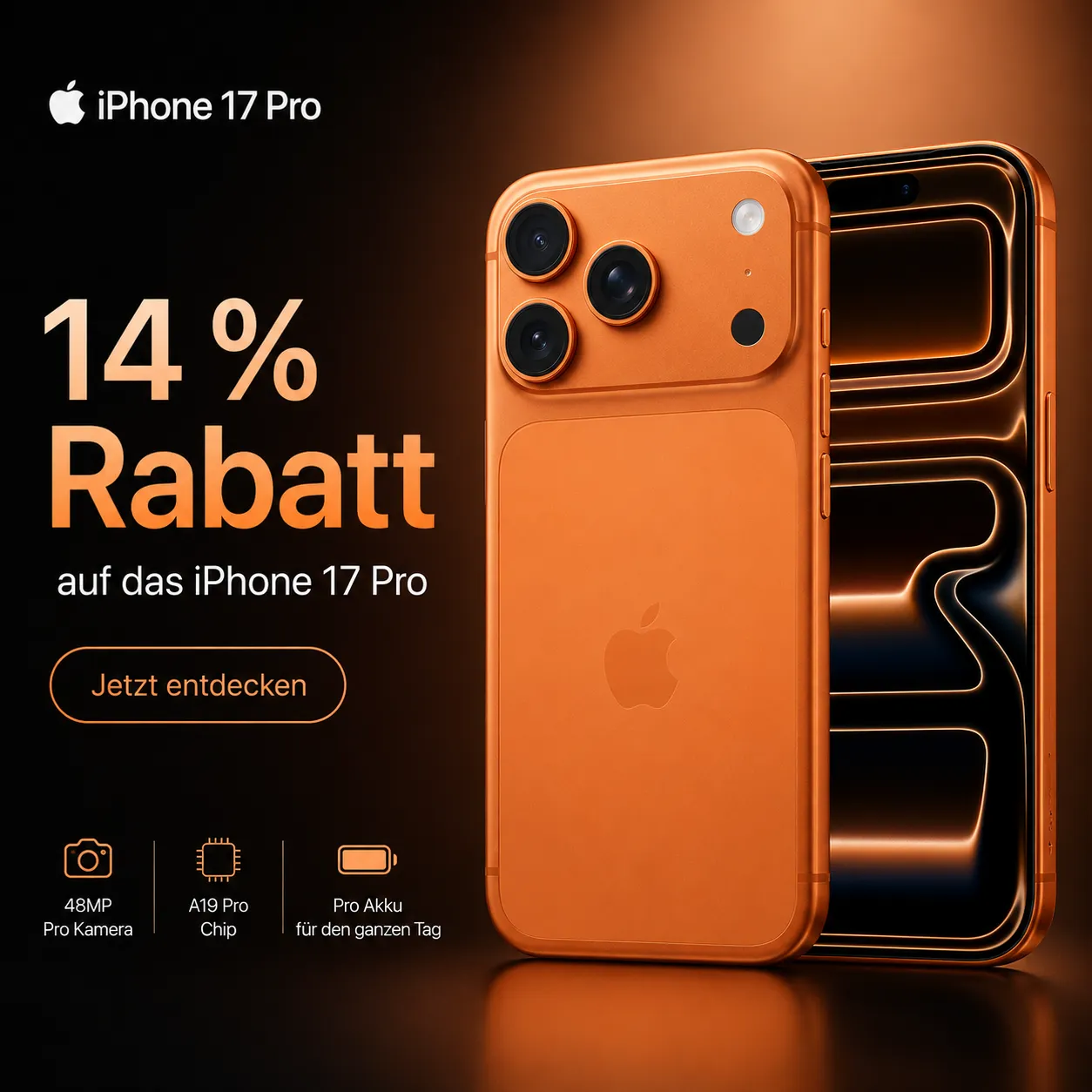 Amazon 14 Prozent Rabatt Aktion Apple iPhone 17 Pro Orange Vergleichsratgeber
