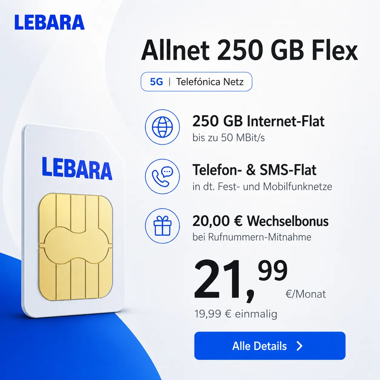 Lebara Flex Aktion 250 Gb Unter 22 Euro