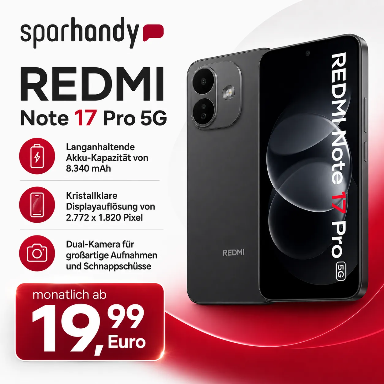 Sparhandy Neuheit Xiaomi Redmi Note 17 Pro Ab 19 99 Euro Mtl Deal