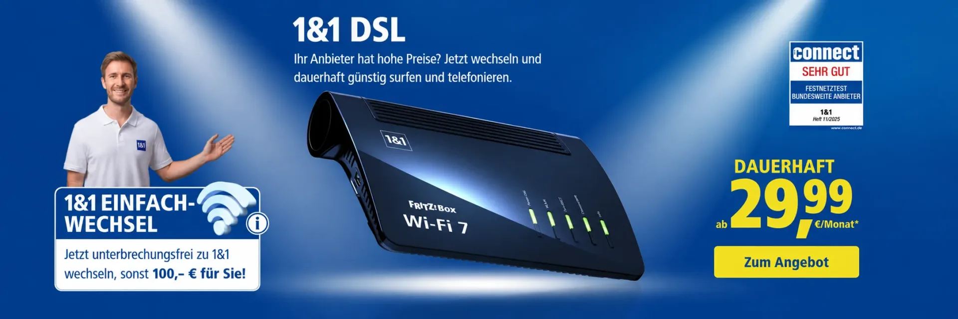 1&1 DSL Angebote ab 29,99 Euro monatlich im Vergleich