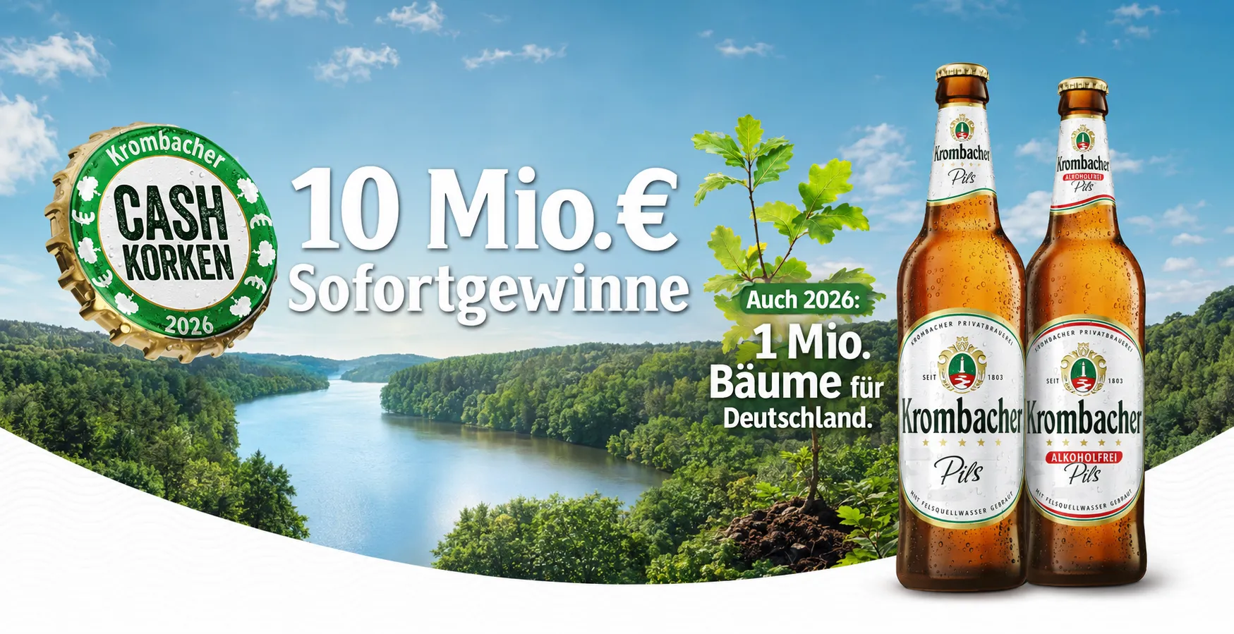 Krombacher Cash-Korken Gewinnspiel 2026 mit mehr als 10 Millionen Euro Sofortgewinnen