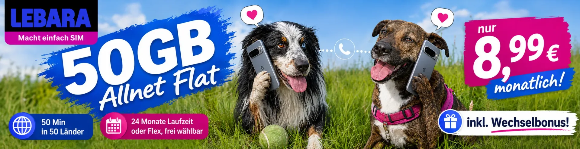 Lebara Allnet 50 GB mit 40 Euro Wechselbonus für 8,99 Euro monatlich