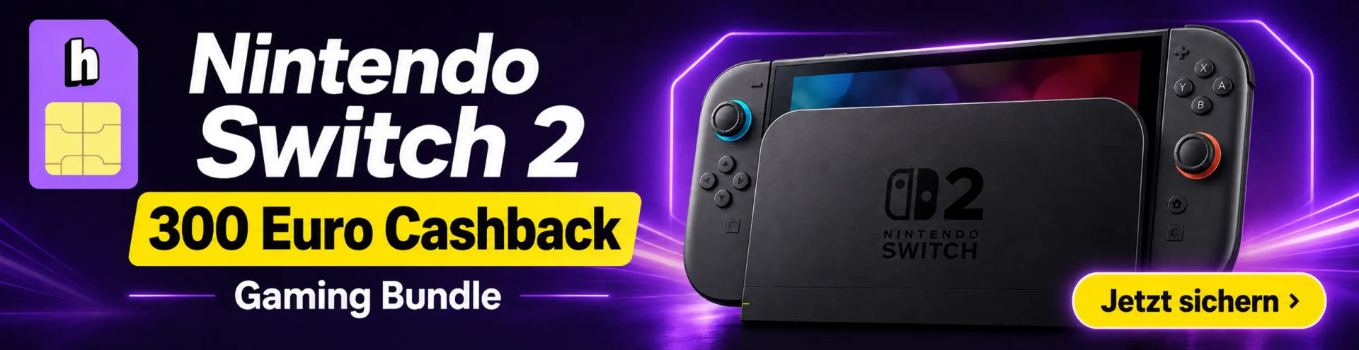 Nintendo Switch 2 mit 20 GB Telekom Tarif und 300 Euro Bonus bei Handyhelden