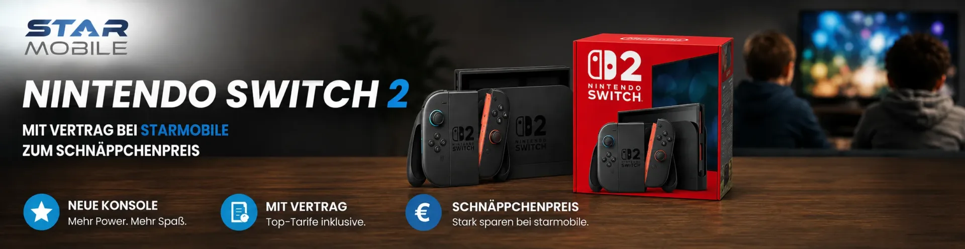 Nintendo Switch 2 mit congstar 125 GB Vertrag für 24 Euro monatlich bei Starmobile
