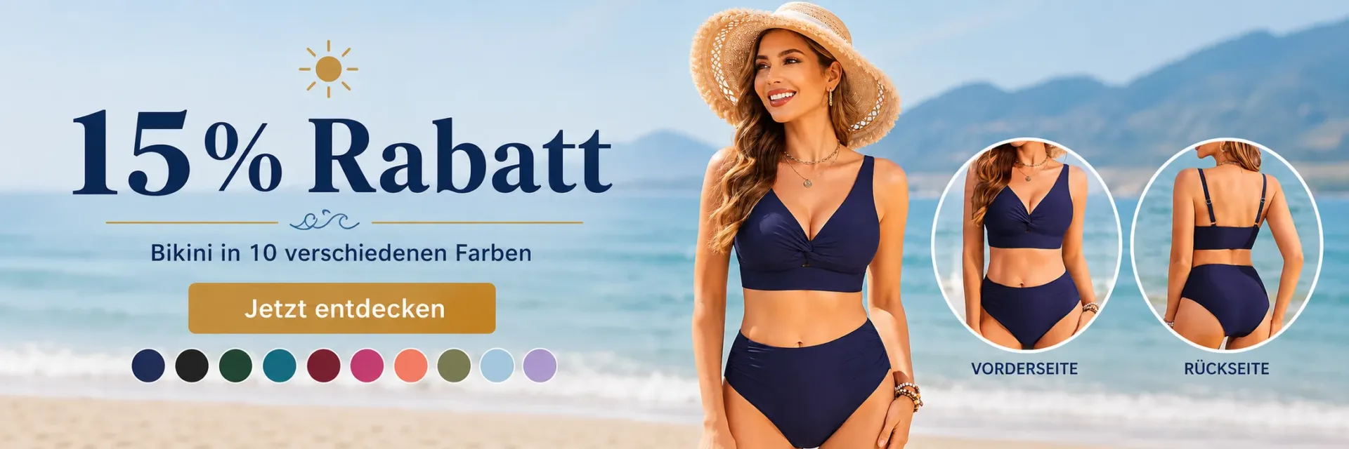 Ekouaer Bikini Damen High Waist in 10 Farben S bis XXL mit 15 Prozent Rabatt