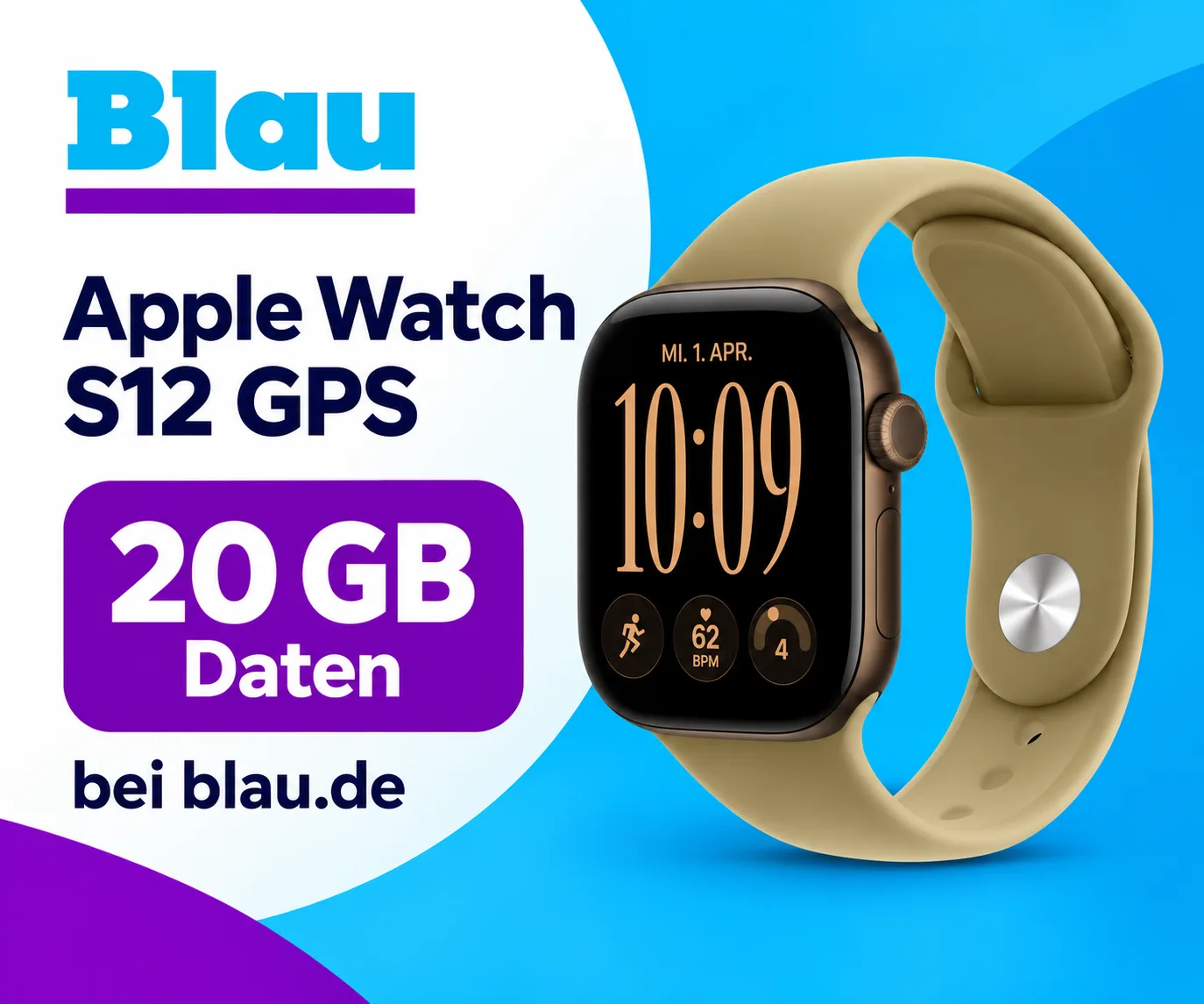Apple Watch Series 12 GPS mit blau.de Mobilfunktarif und 20 GB 5G