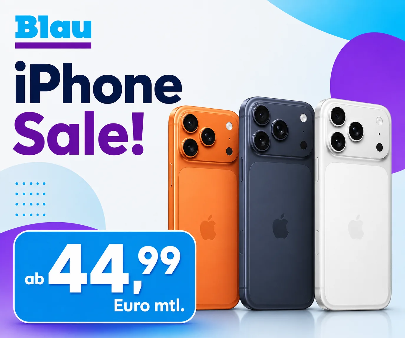 Apple iPhone 17 Pro mit 40 GB 5G bei Blau für 44,99 Euro monatlich