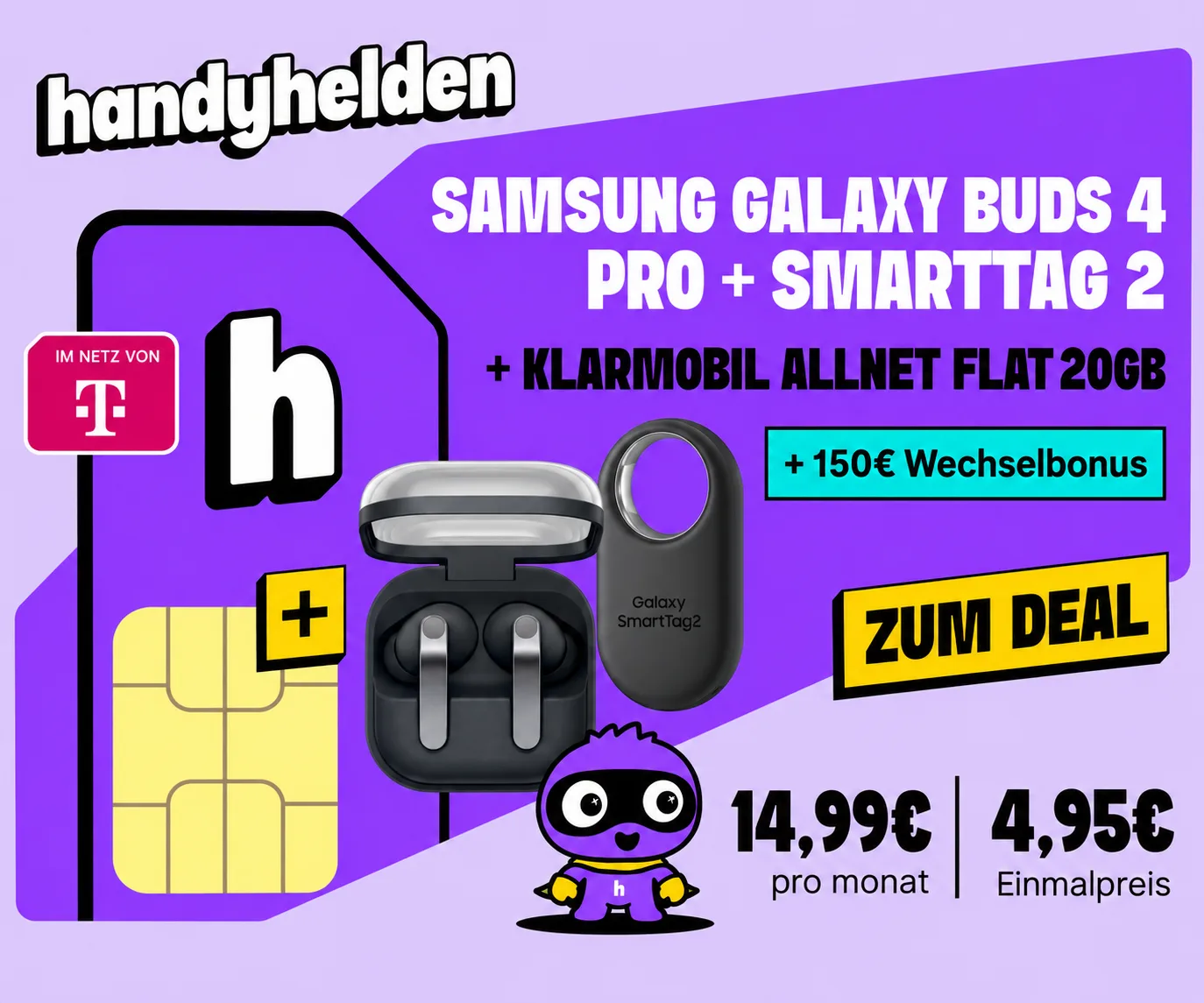 Samsung Galaxy Buds 4 Pro mit SmartTag 2 und 20 GB Telekom Tarif