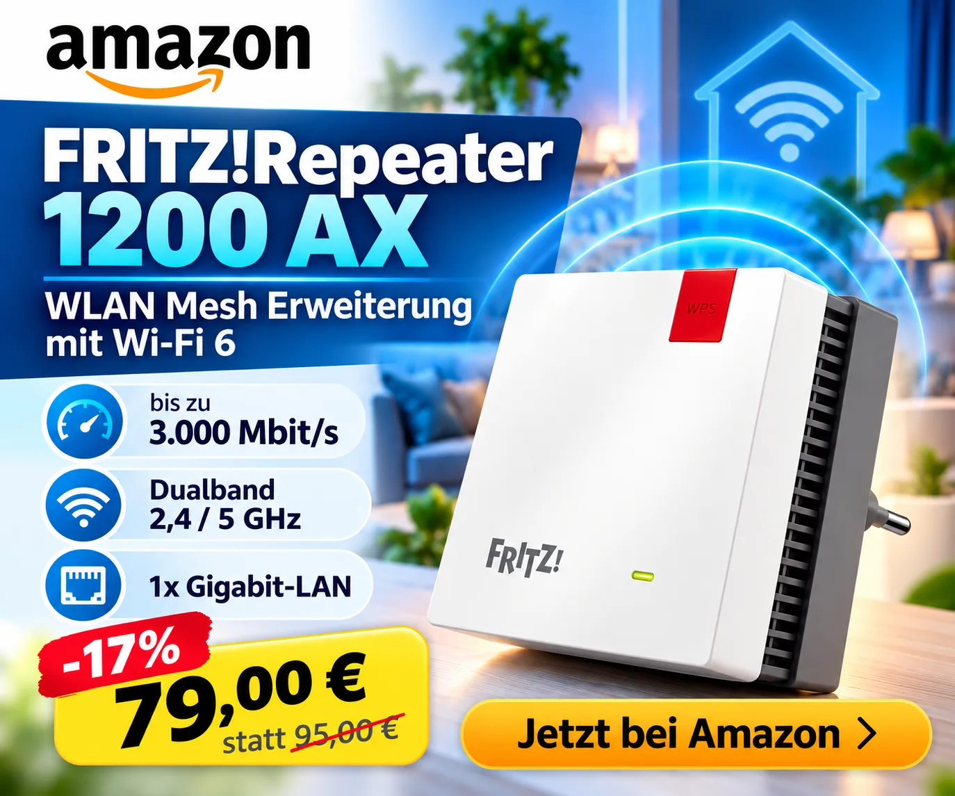 FRITZ!Repeater 1200 AX für 79 Euro bei Amazon
