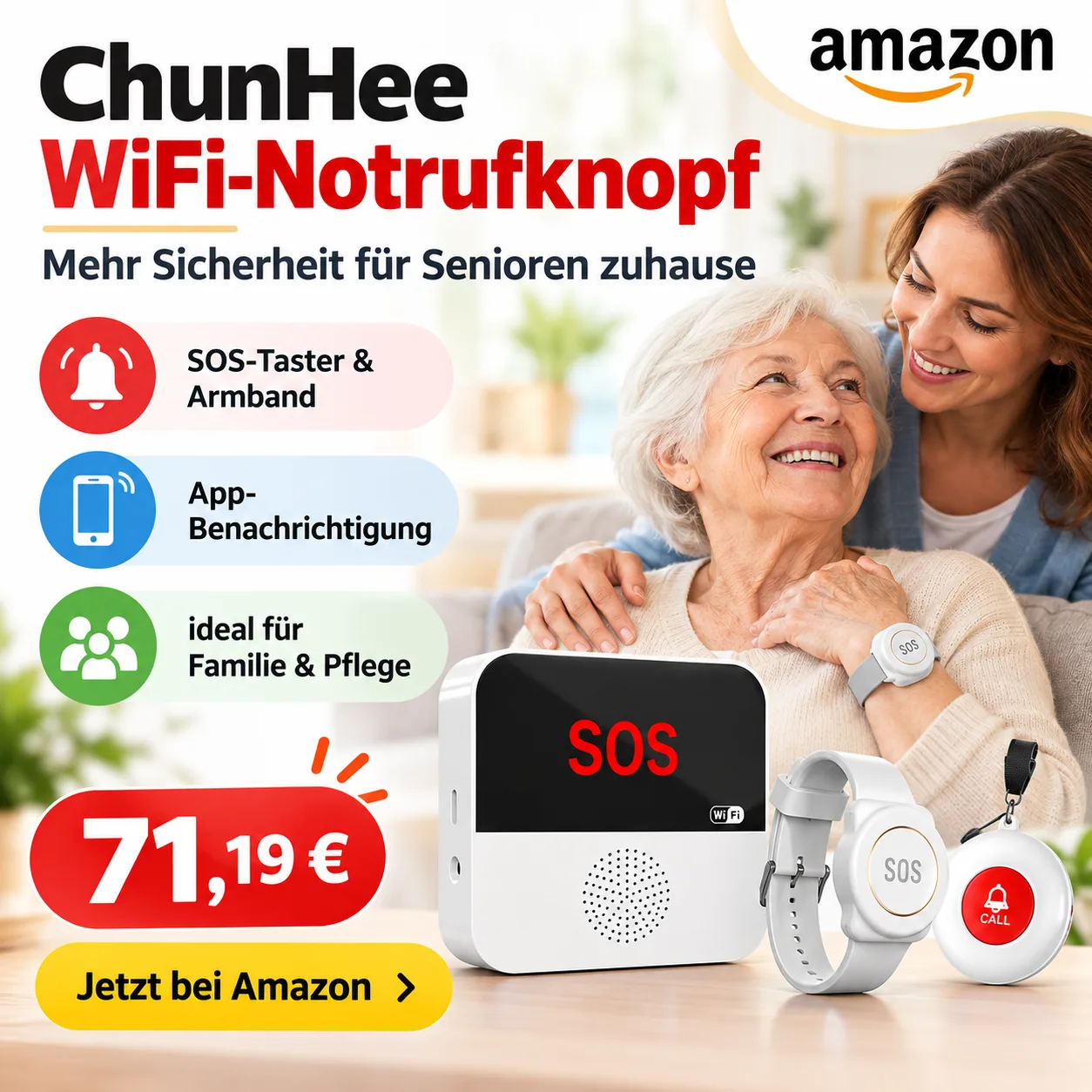 Chunhee Sos Notruf Fuer Dein Zuhause Notrufknopf Bei Amazon Vergleichsratgeber