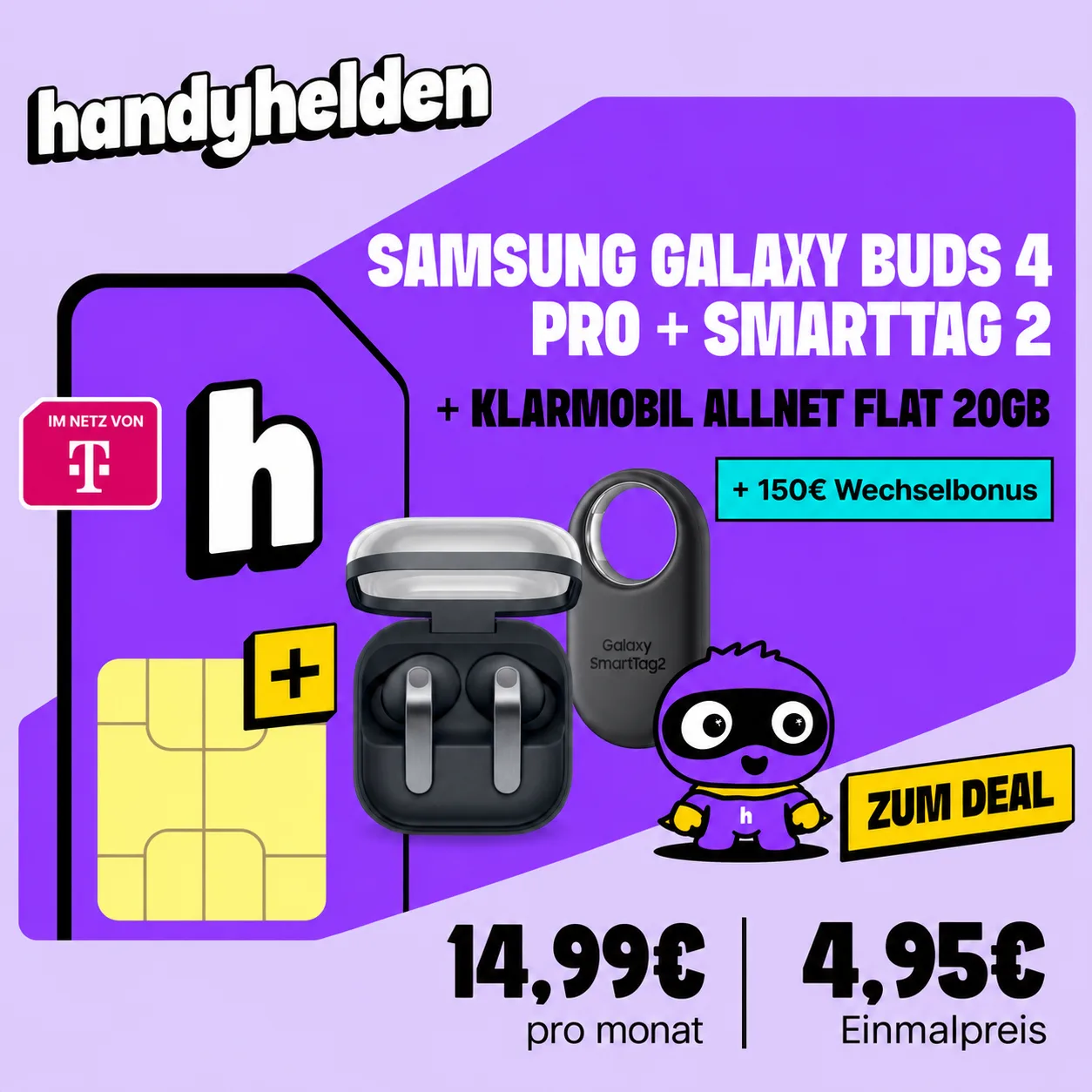 Handyhelden Bundle Deal Samsung Galaxy Buds 4 Pro Samsung Galaxy Smartag 2 20 Gb Telekom