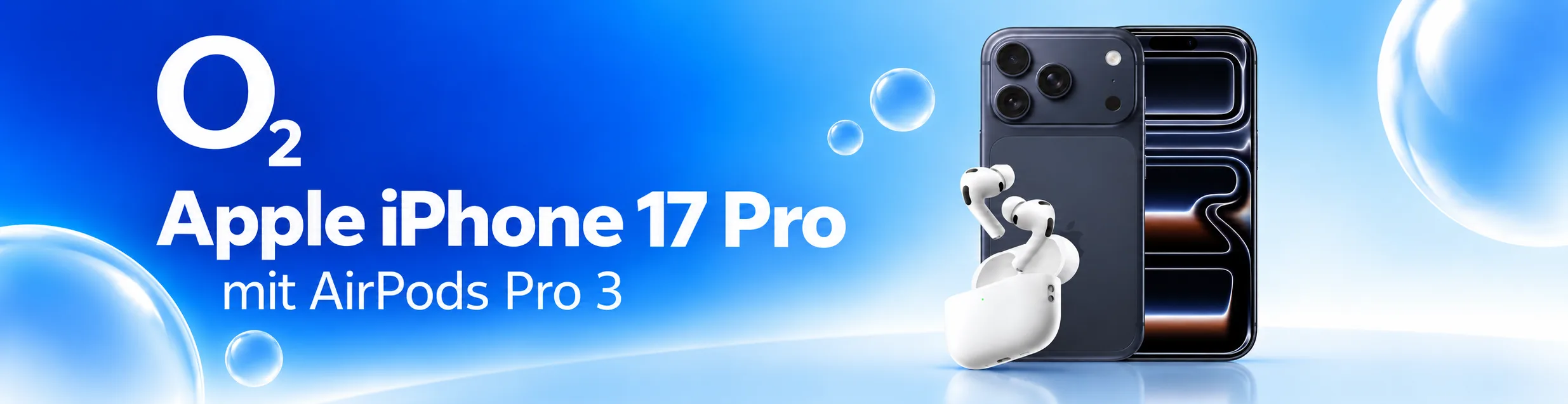 Apple iPhone 17 Pro mit AirPods Pro 3 und O₂ Mobilfunktarif für 56,49 Euro monatlich