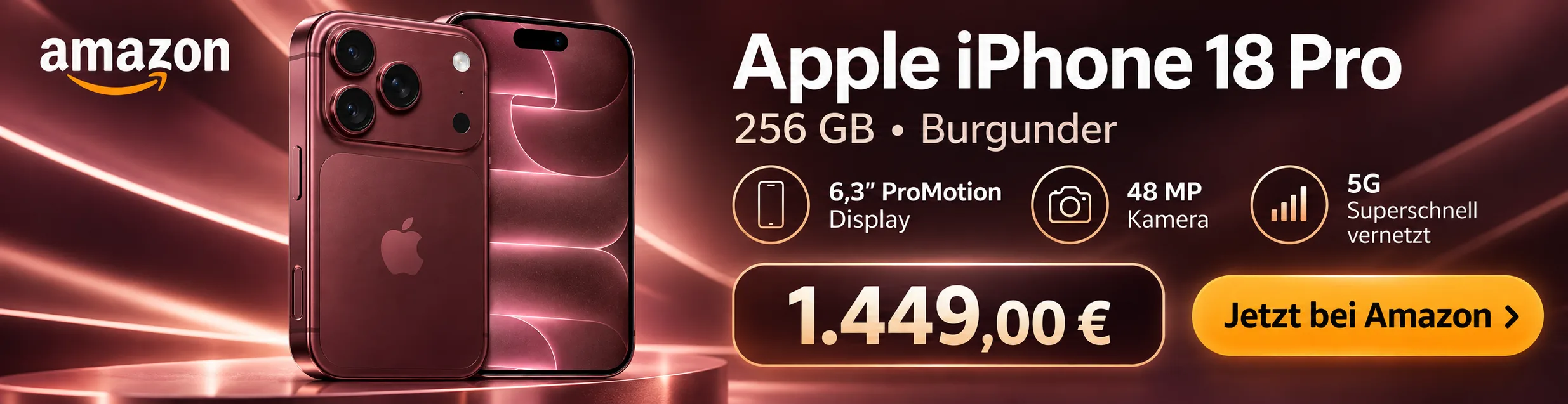 Apple iPhone 18 Pro 256 GB Burgunder bei Amazon bestellen