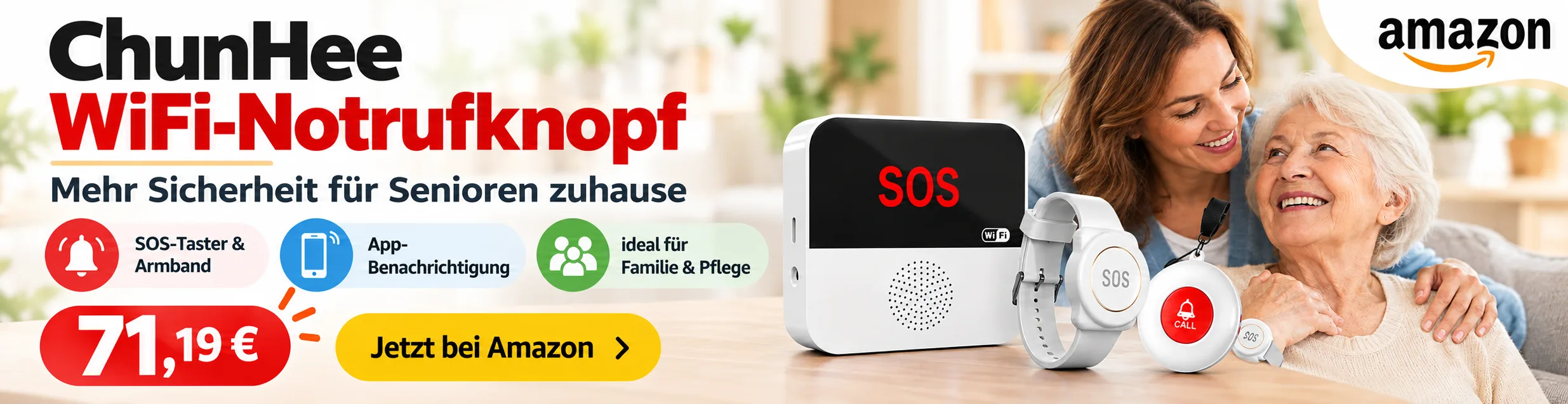 ChunHee WiFi Notrufknopf für Senioren bei Amazon