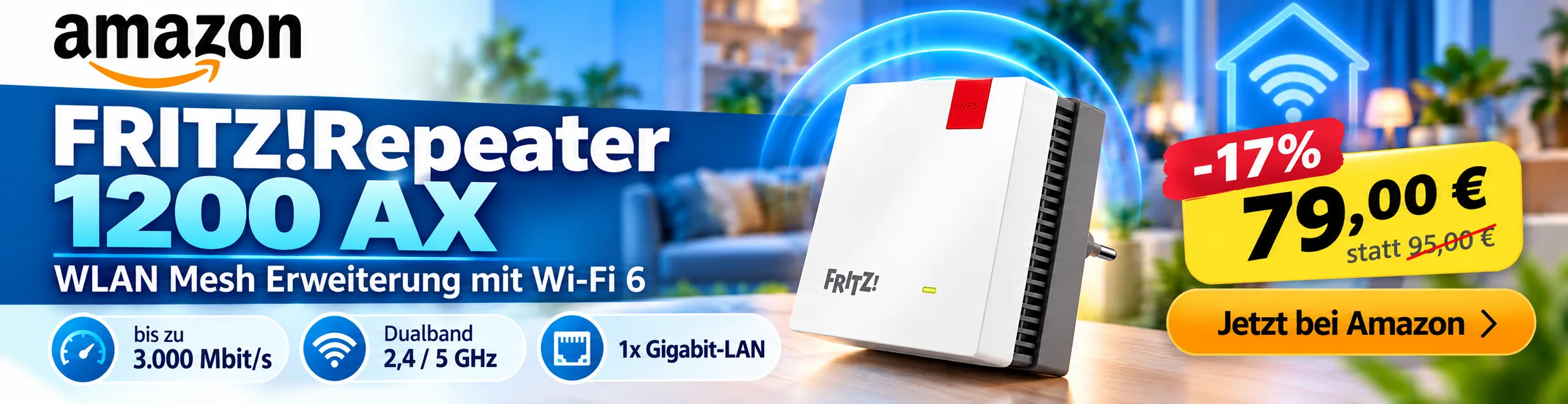 FRITZ!Repeater 1200 AX mit Wi-Fi 6 bei Amazon bestellen
