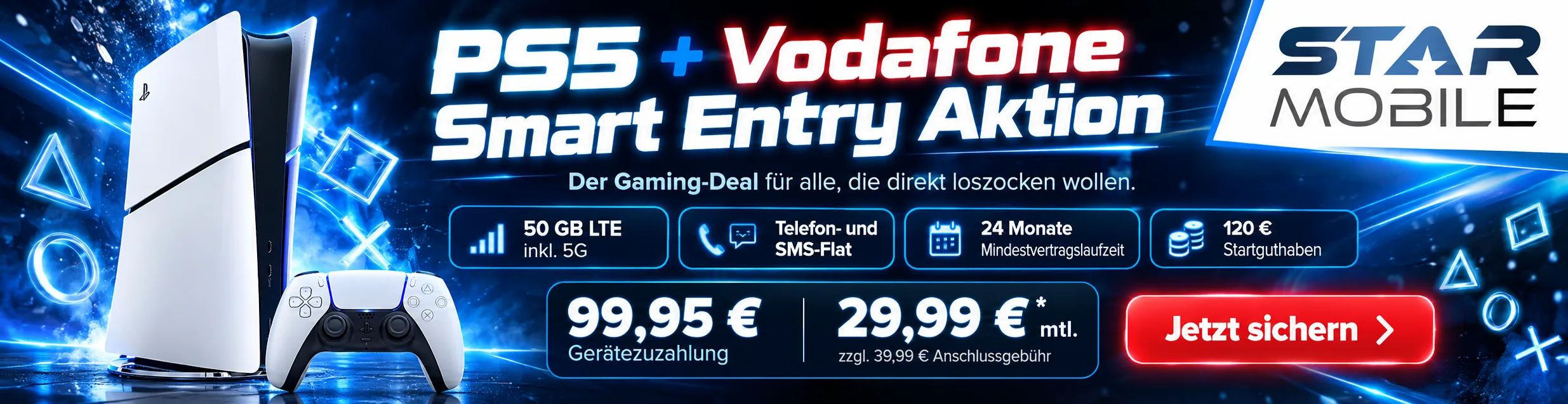 PlayStation 5 Slim Digital mit Vodafone Vertrag bei starmobile