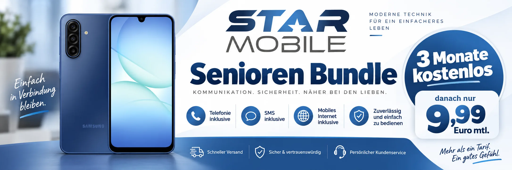 Samsung Galaxy A17 Smartphone für Senioren mit Vodafone Vertrag bei starmobile